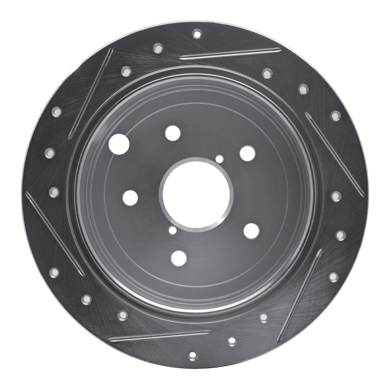 Subaru WRX Brake Rotor (1) - Rear Right - R1 Concepts - Drilled & Slotted - Silver - `15-`21